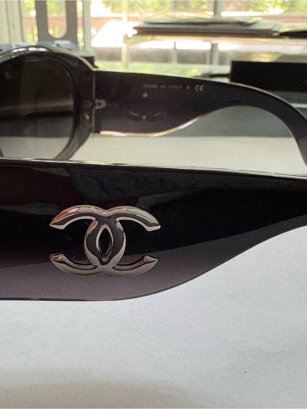 Women's Oversized Vintage Chanel Black Sunglasses with silver logo - style 5167 - Picture 5 of 7